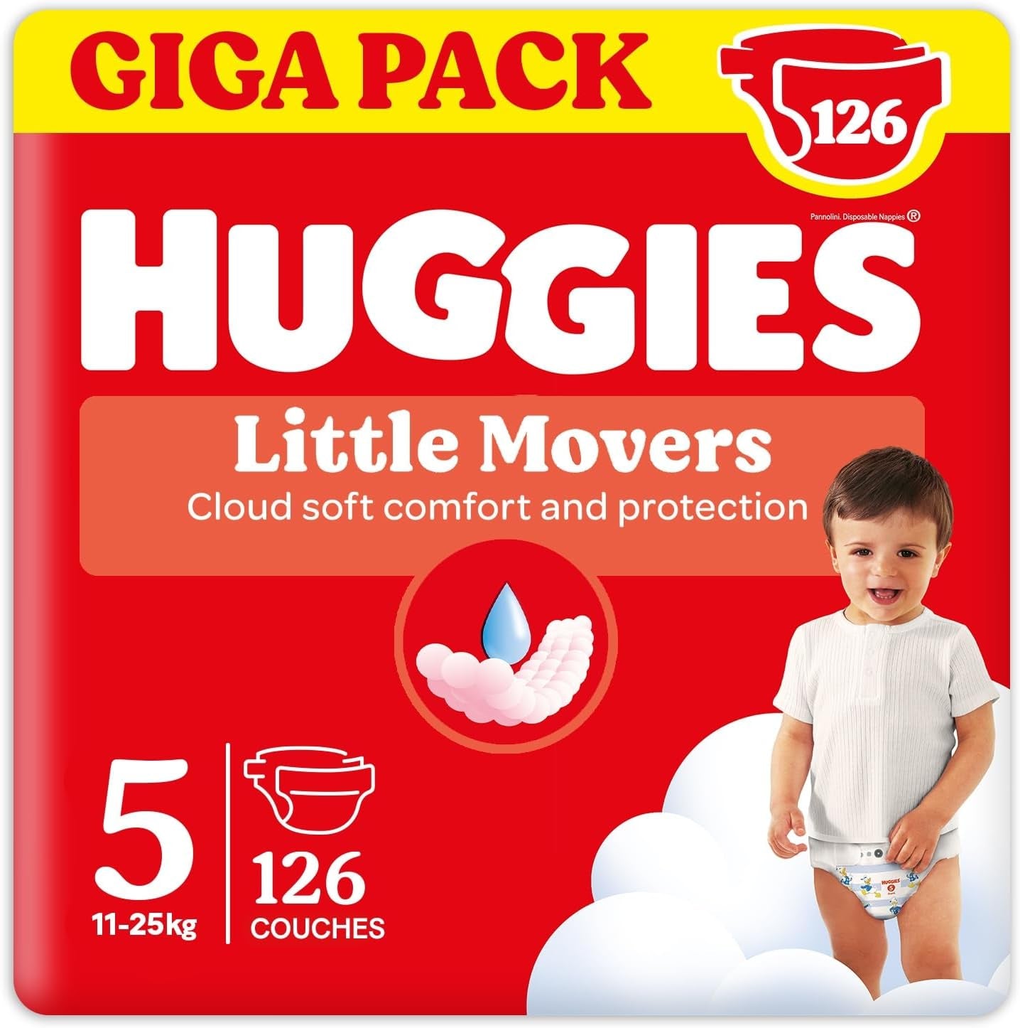 Huggies Babyblöjor Little Movers, Disney Design, storlek 5, 126 Count (3 x 42), månadslåda