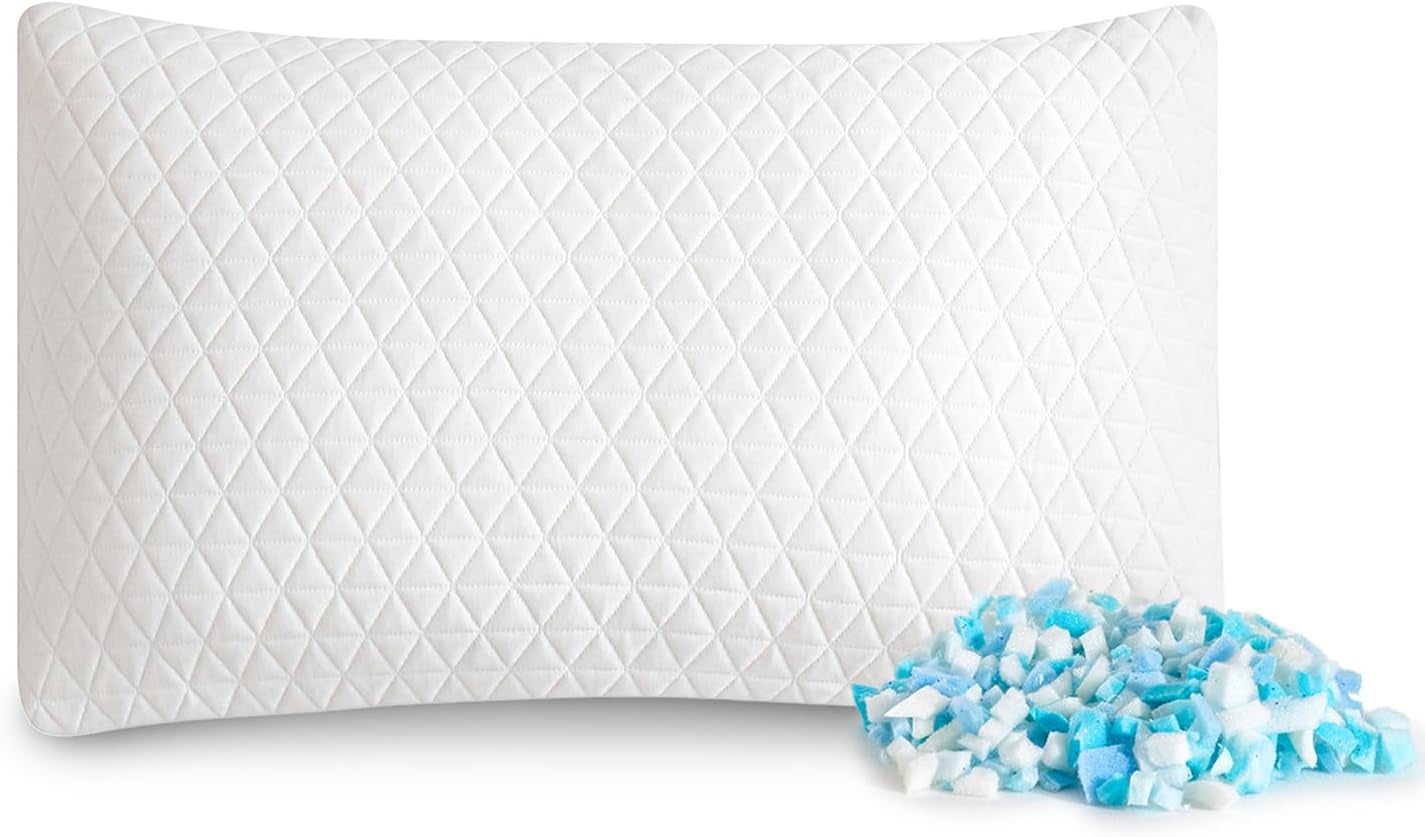 EGO HOME memory foam kudde 40x80 cm med strimlat memory foam - Andas, ergonomisk nackstödskudde för sido-, rygg- eller magslipare - Oeko-Tex certifierad - Tvättbart fodral