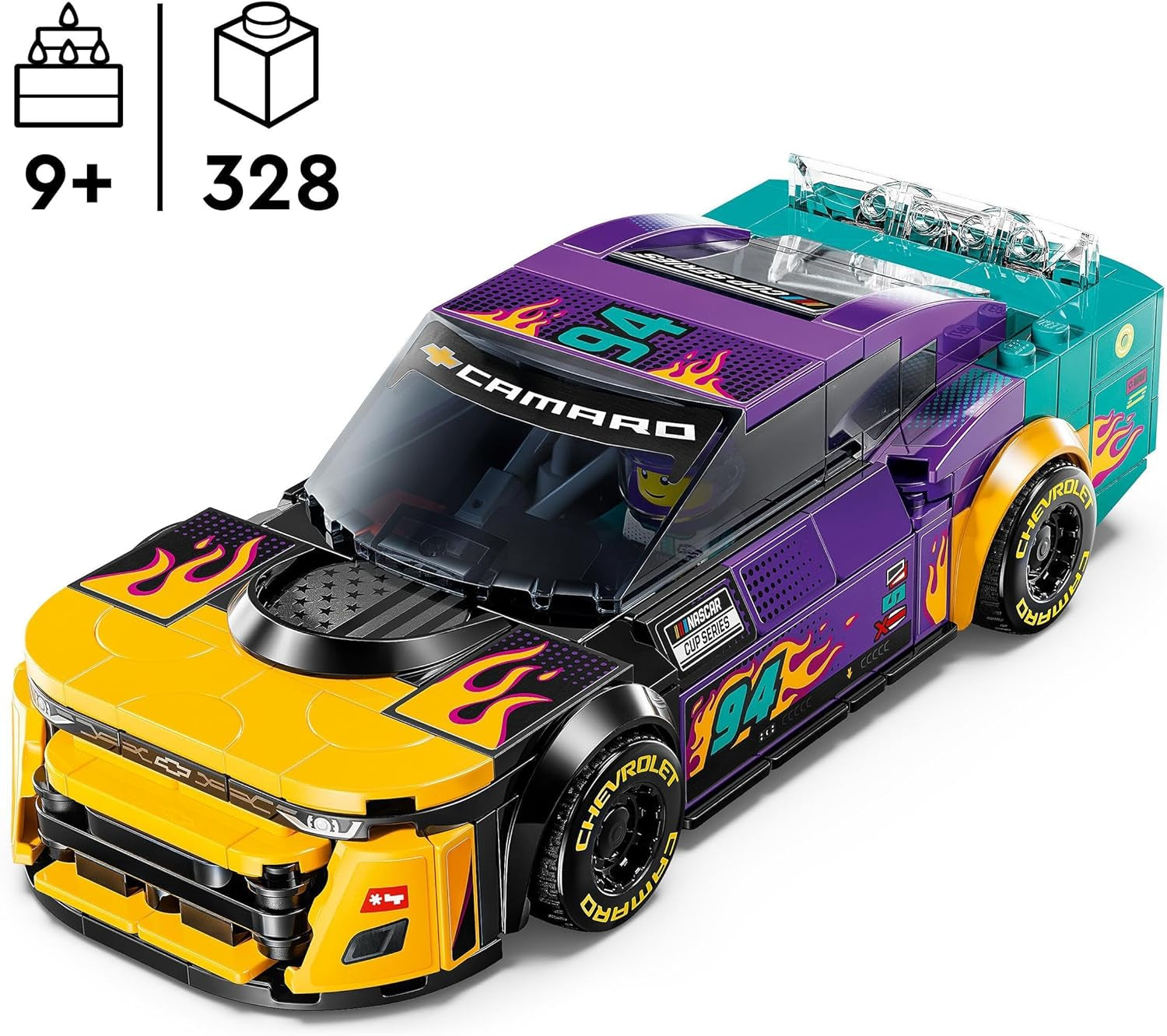 LEGO Speed Champions NASCAR nästa generation Chevrolet Camaro ZL1 Leksaksbil; Racerbil bygg och lek set; Present till pojkar och flickor över 9 år 76935 Byggset Besuche den LEGO-Store