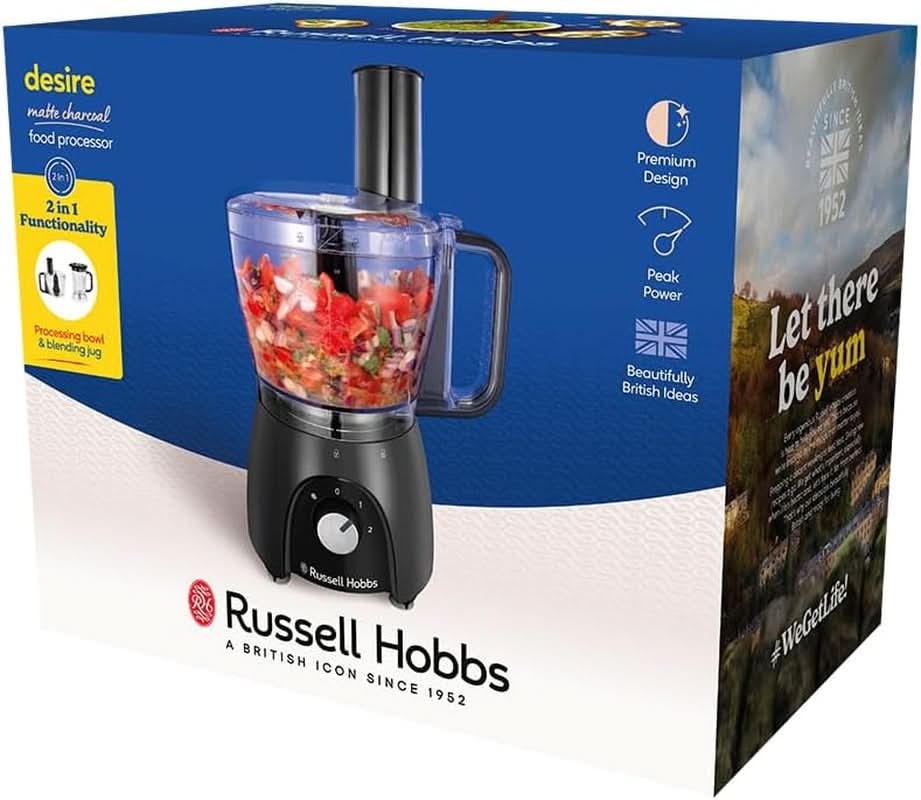 Russell Hobbs matberedare [Blender/grönsakshackare/bordsmixer/hackare/mixer] Matberedare (knådning, blandning och skivning), matt kol Kök Naty Shop