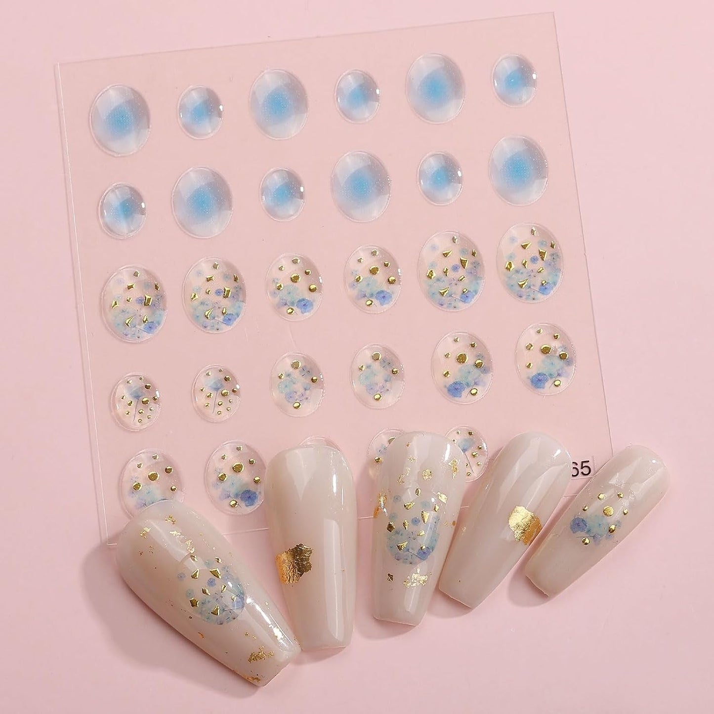 JMEOWIO 6 Blatt 3D Nagelsticker Goldene Unregelmäßige Geometrische Nail Art Sticker Selbstklebend Nagelaufkleber 5D Stereoskopisk Dekoration Nageldesign Zubehör