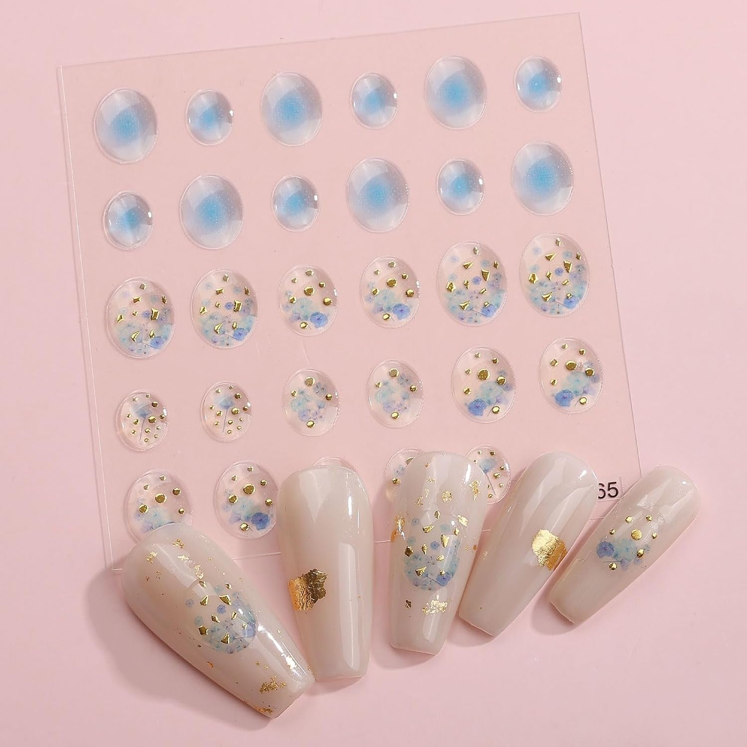 JMEOWIO 6 Blatt 3D Nagelsticker Goldene Unregelmäßige Geometrische Nail Art Sticker Selbstklebend Nagelaufkleber 5D Stereoskopisk Dekoration Nageldesign Zubehör