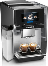 Siemens EQ700 helautomatisk espressomaskin, stor TFT-färgskärm, 36 varma och kalla drycker, kallbryggning, 2 kopparfunktion, appkontroll, automatiskt rengöringssystem, svart rostfritt stål, TQ717D03