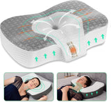 Elviros Memory Foam Ortopedisk kudde Nacksmärtskudde Sovkudde Ergonomisk nackkudde Nackstödskudde Antisnarkningskudde för sidosliprar Magsliprar Vita cervikala ortopediska kuddar Naty Shop Grå 60 X 38,6 X 9,9/13,5 Cm