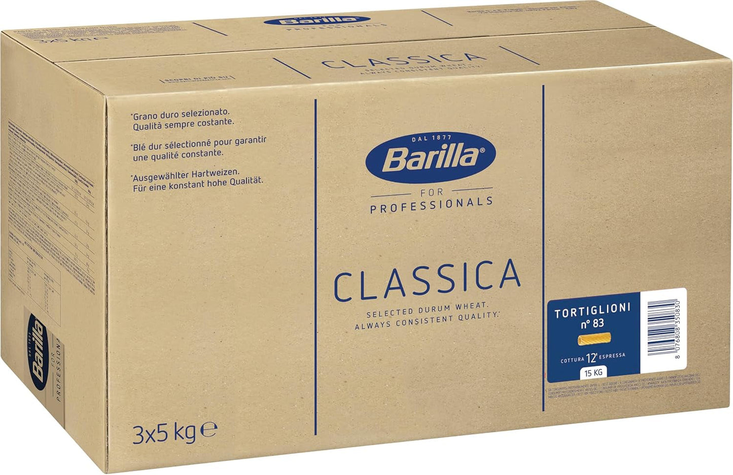 Tortiglioni Barilla durumvete pasta n. 83 – Förpackning om 1 (1x5 kg)