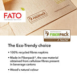 Fato - Naturliga 4-faldiga engångspappersservetter, miljövänliga, 40-pack, storlek 38X38, 2-lagers, 100 % återvunnet papper
