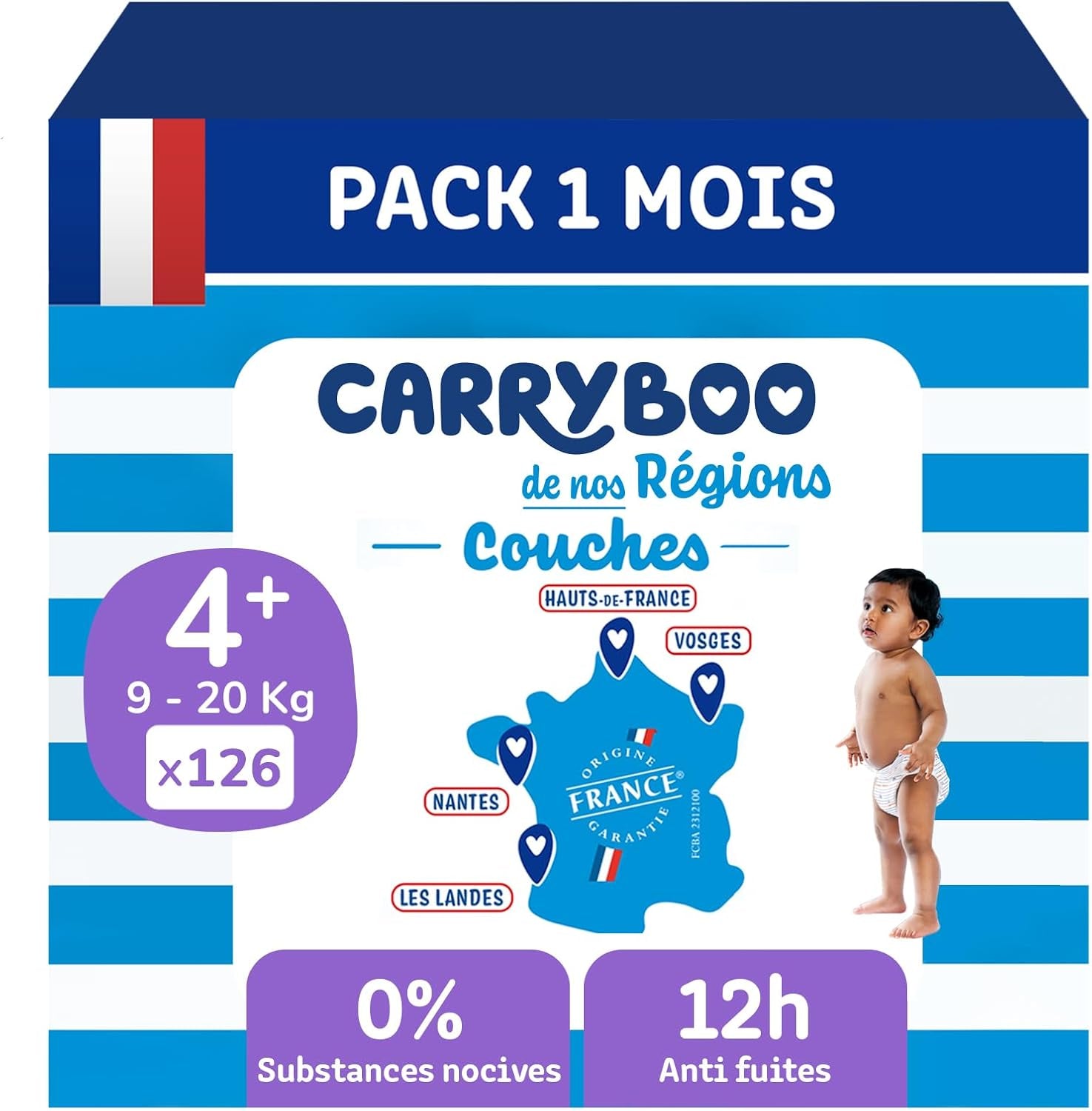 - Blöjor storlek 4+ (9-20 kg) - hälsosamma och mycket absorberande - 12 timmars läckagesäkra - inga oönskade ämnen - tillverkade i Frankrike - överkomligt pris - 126 engångsblöjor