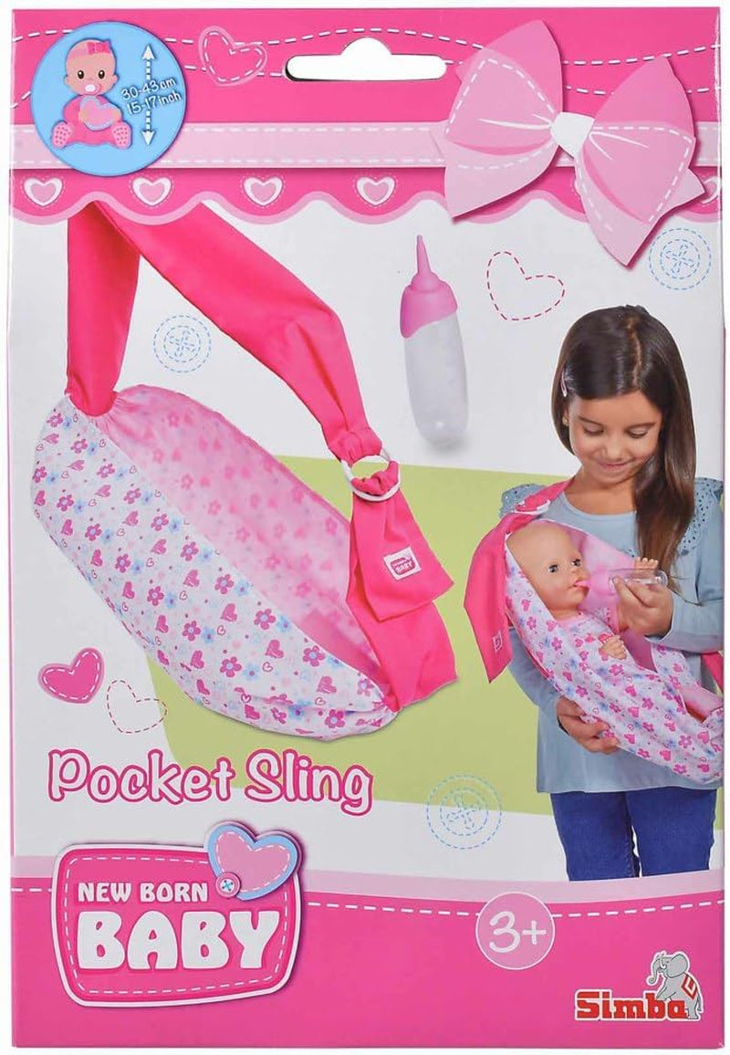 Simba 105560002 Justerbar nyföddssele med väska och flaska för 38-43 cm dockor från 3 år och uppåt