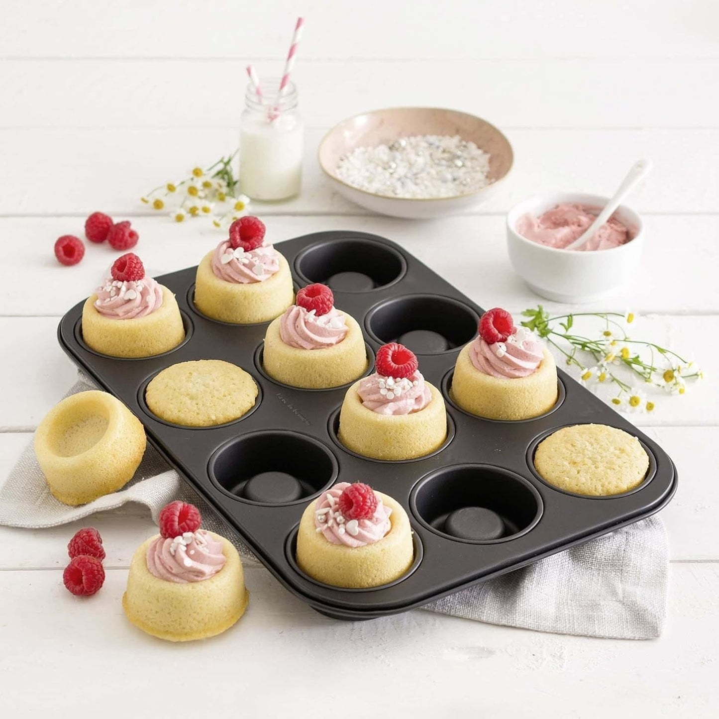 Zenker Cup-Cake-Backblech 12Er Set – Premium Antihaftbeschichtung, Für Perfekte Cupcakes, 385X265X30Mm, Hitzebeständig Bis 230°C Formar och plåtar för bakning Naty Shop