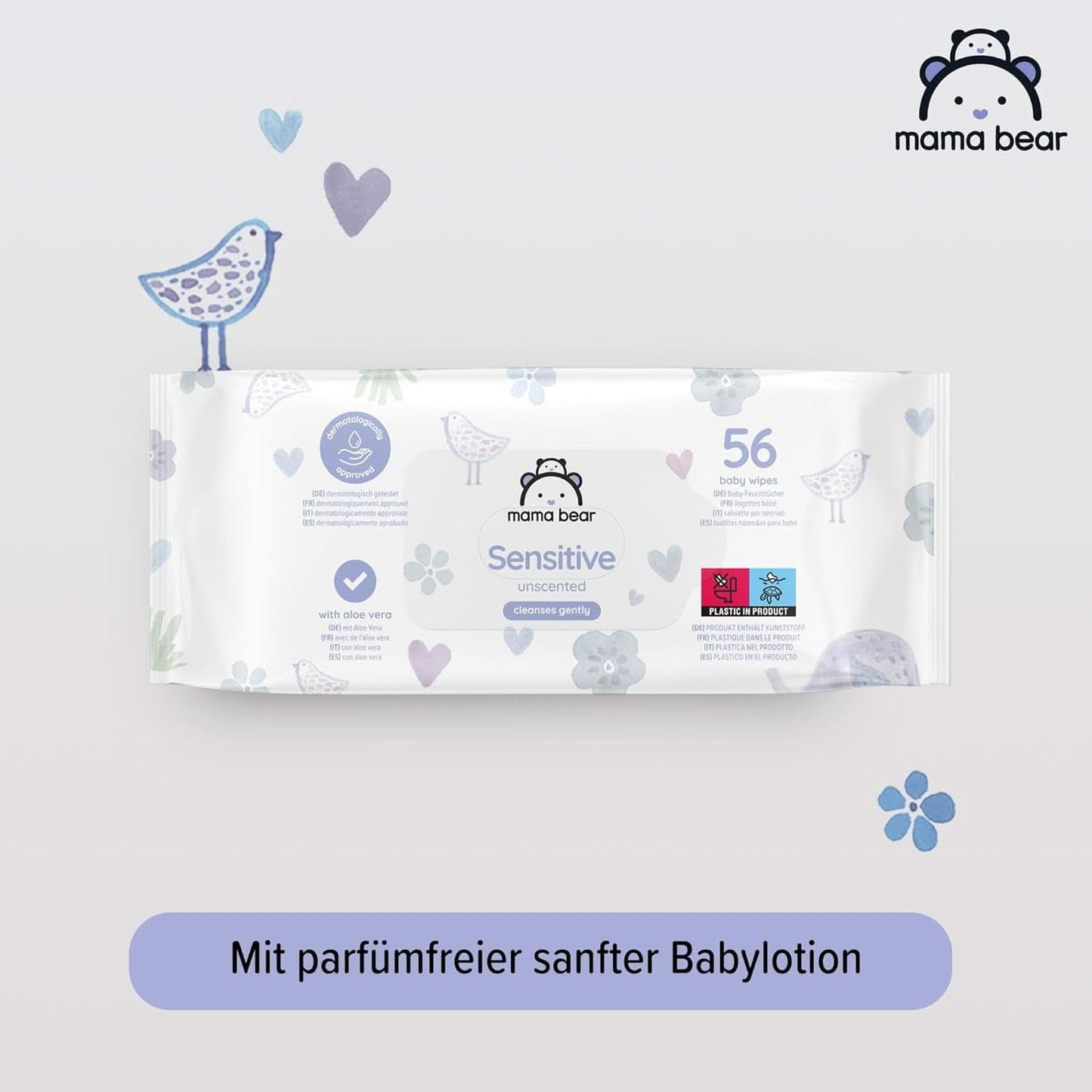 Naty Shop Mama Bear Sensitive Baby Wipes Oparfymerade