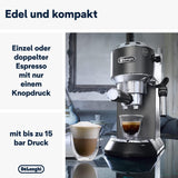 De'Longhi Dedica Style EC 685.B – Espressomaskin med portafilter, espressomaskin med professionell mjölkskummare, endast 15 cm bred, för malet kaffe eller ESE-kapslar, 1 l vattentank, svart
