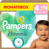 Pampers Harmony blöjor storlek 4, 174 blöjor, 9 kg-14 kg, skonsamt hudskydd med 100 % Pampers skydd
