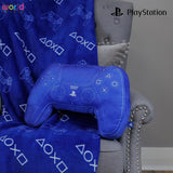 Character World: Officiellt licensierad Playstation Controller-formad kudde, handenhetsdesign, fylld plyschkudde | Perfekt för sovrums- eller lekinredning, blå Naty Shop standardkuddar