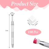 100 Stück Nail Art Schwamm Mit Piercing Zange, Nail Art Zubehör Schwamm Mit Piercing Kugel Aufdreher, Sponge Brush Applikator, Nagelkunst-Rendering-Werkzeuge,Für Gradient Nail Art Patterns Erstellen.