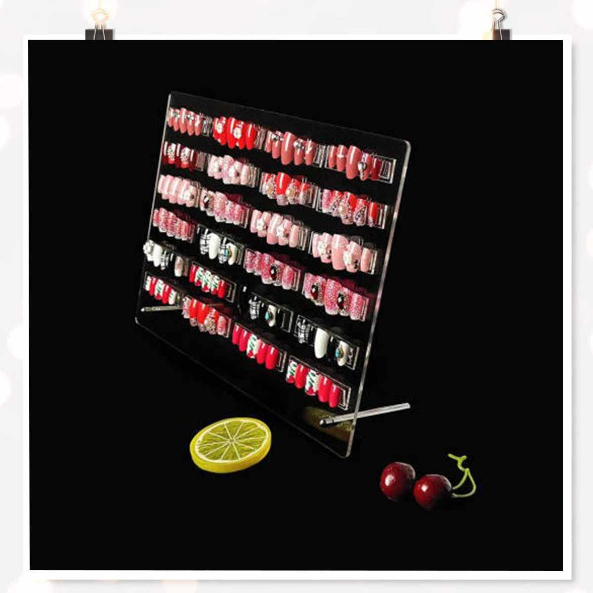 Nageldisplaypanel i akrylglas med displayremsor och nanolim, spikspetsdisplay, transparent nagelkonst-färgkort, nagelkonstdisplay, nagelträningsdisplay (transparent)