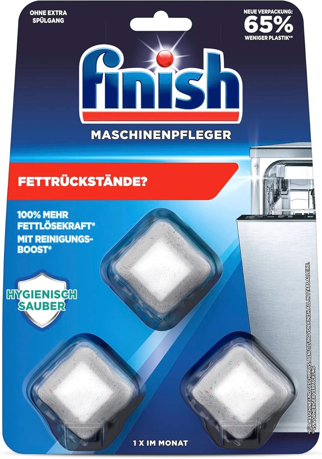 Finish Machine Cleaner Tabs - Diskmaskinstabletter mot smuts och fett inuti diskmaskinen, 3 tabletter Naty Shop