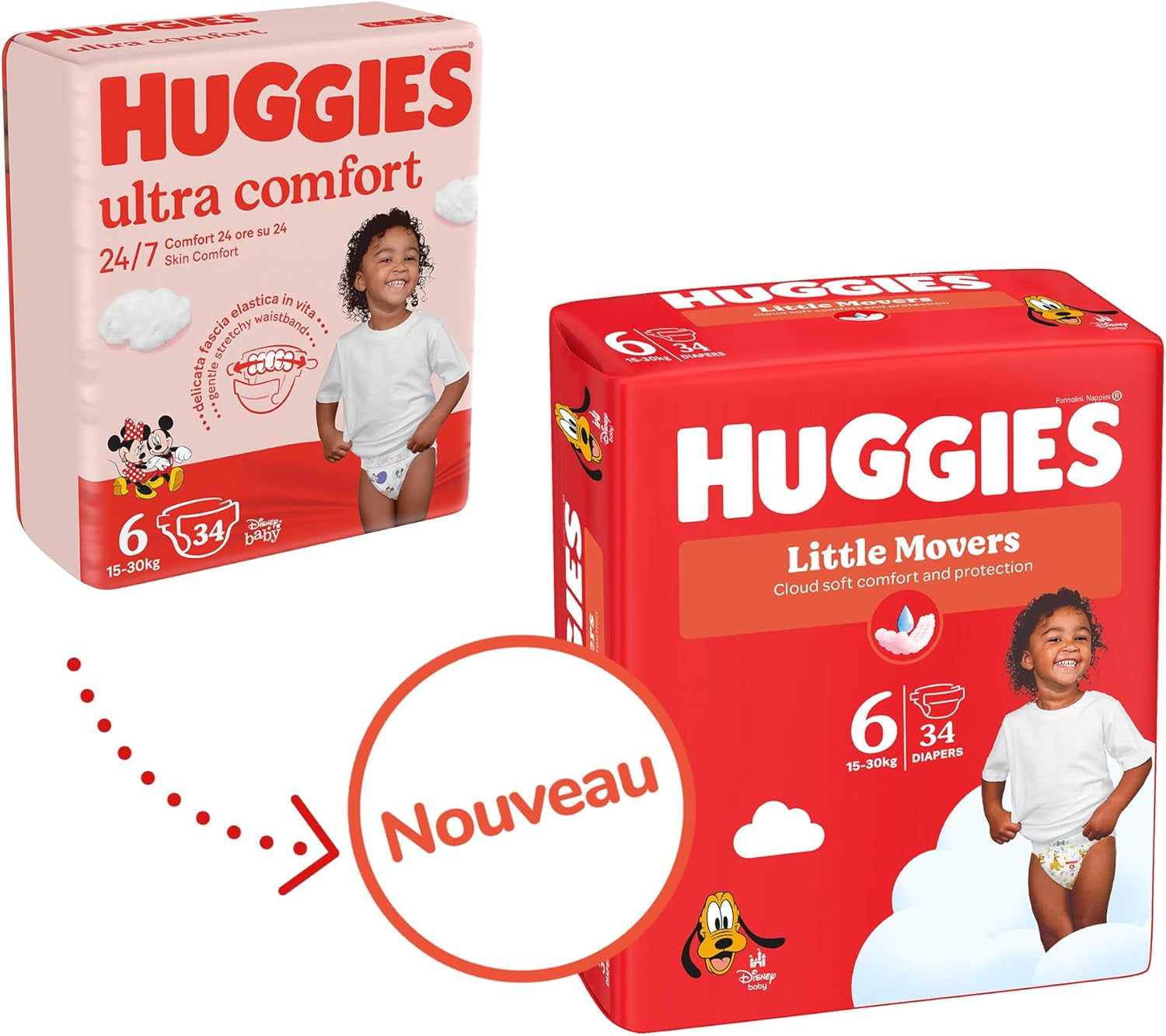 Huggies Babyblöjor Little Movers, Disney Design, storlek 6, 102 Count (3 x 34), månadslåda