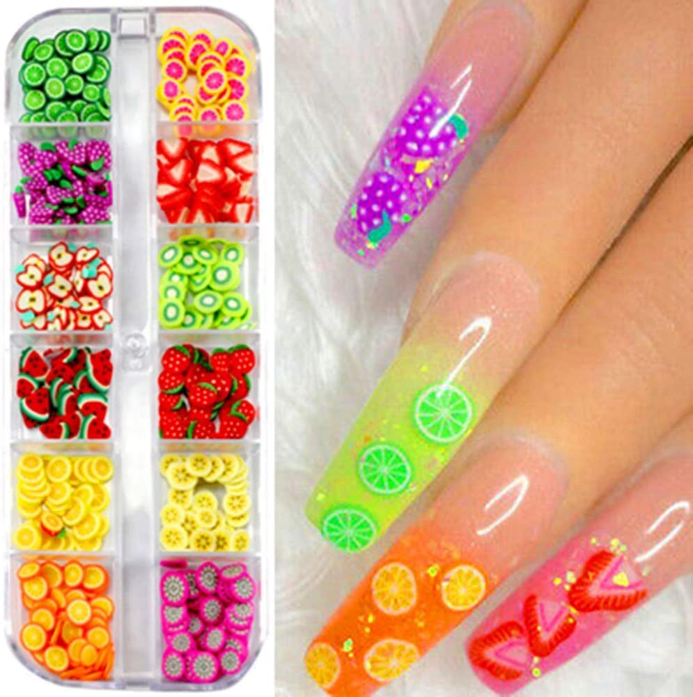 4 Set Nagel Obst Scheiben, Basicon Niedliche Obst Polymer Scheiben Obst Scheibe Nagel Nagel 3D Obstscheibe Nail Art Slice Für DIY Liefert Maniküre Dekoration Schleim Zubehör Nageldekorationen, 4 Stile