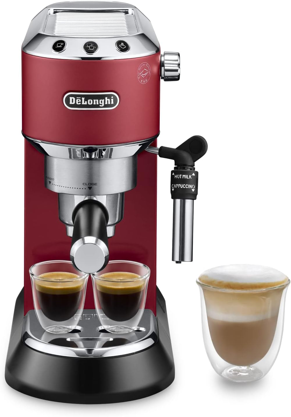 De'Longhi Dedica Style EC 685.B – Espressomaskin med portafilter, espressomaskin med professionell mjölkskummare, endast 15 cm bred, för malet kaffe eller ESE-kapslar, 1 l vattentank, svart