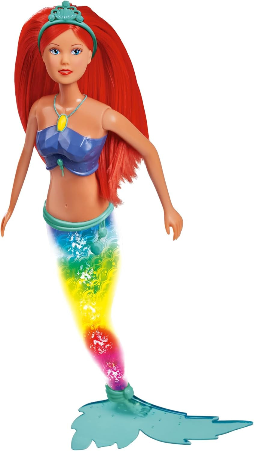 Simba 105733656 - Steffi Love Sparkling Mermaid Doll (39cm) - Glödande sjöjungfrufärg som ändrar lysande regnbåge Vattentät leksak för barn från 3 år och uppåt