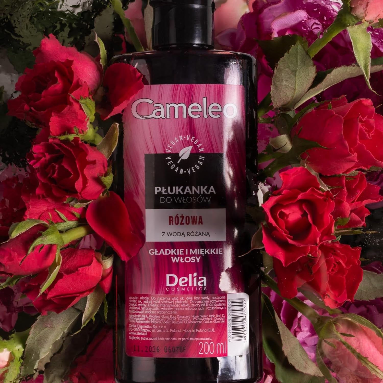 Cameleo - Rose Water Pink Hair Tonic No Yellow Tint Semipermanent hårfärg - För blont & grått hår - Färg & vård - Parabenfri | 200 ml Naty Shop hårfärgning