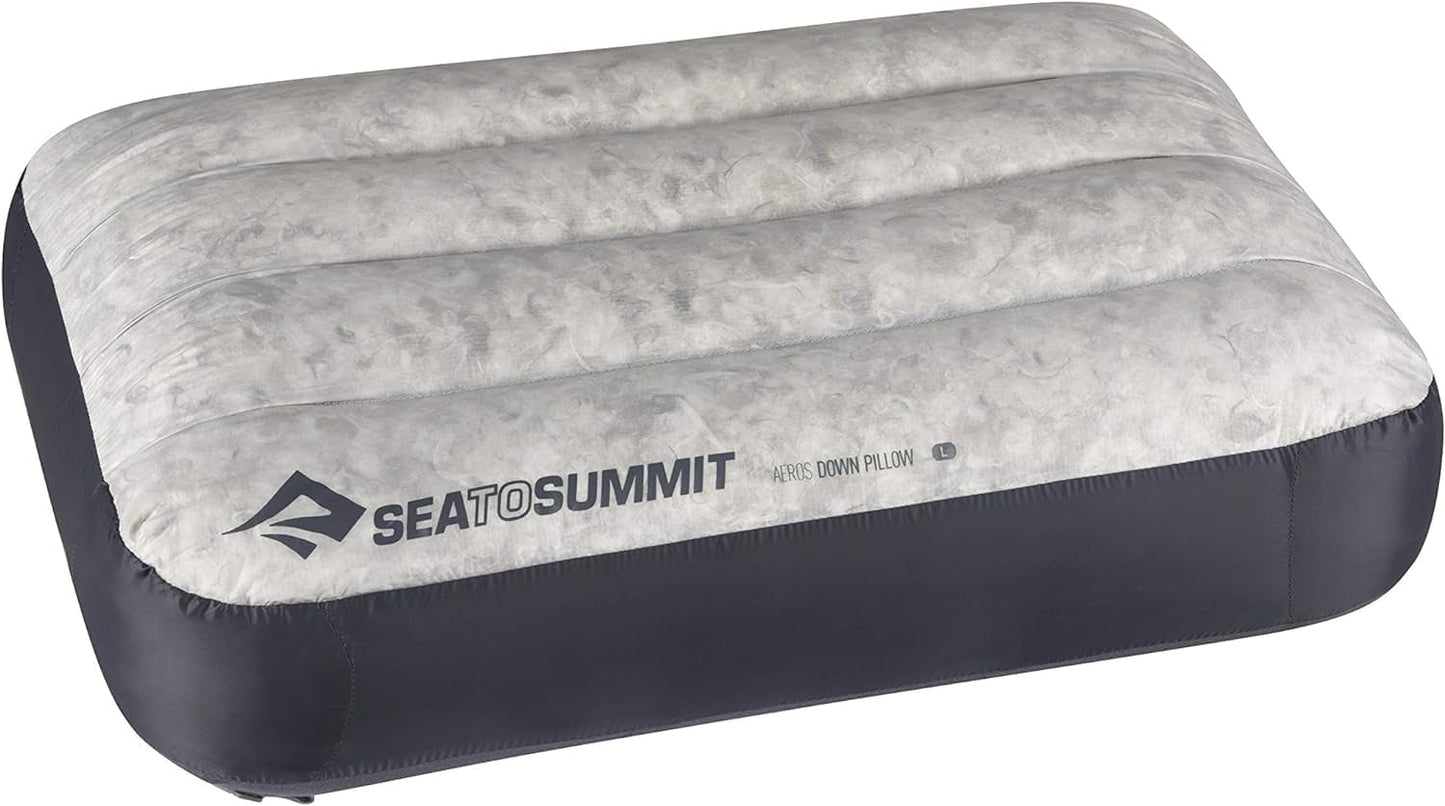 Sea to Summit - Eros dunkudde L - Ultralätt & uppblåsbar - 10D-material - Premium dunkudde - Halkfri - För vandring och camping - 42 X 28 X 12 Cm - Grå - 95 G Naty Shop-resekuddar Large Grå