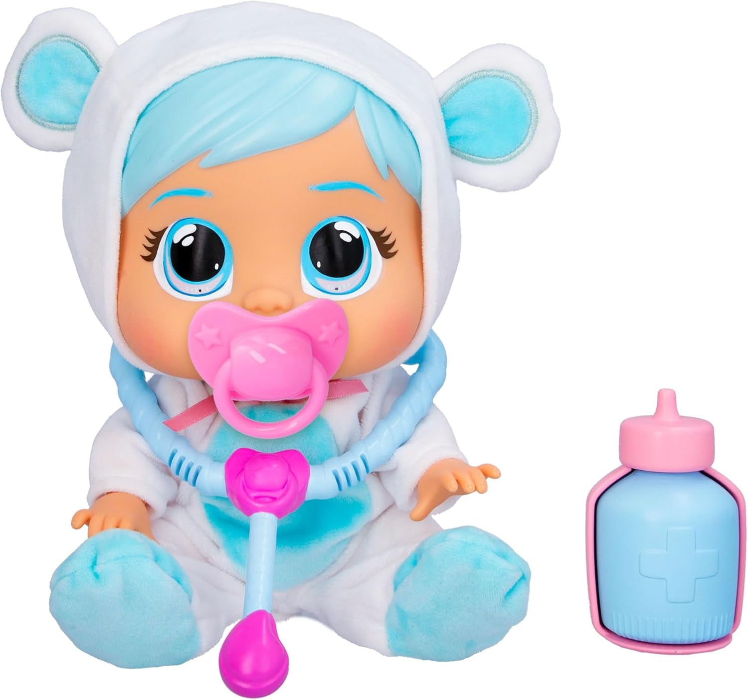 Cry Babies Loving Care Kristal Doll, Kristal Loving Care Baby Doll med 3 tillbehör för Doctor Play, Nursing Care, Crying with Real Tears, Toy for 18 Months Baby