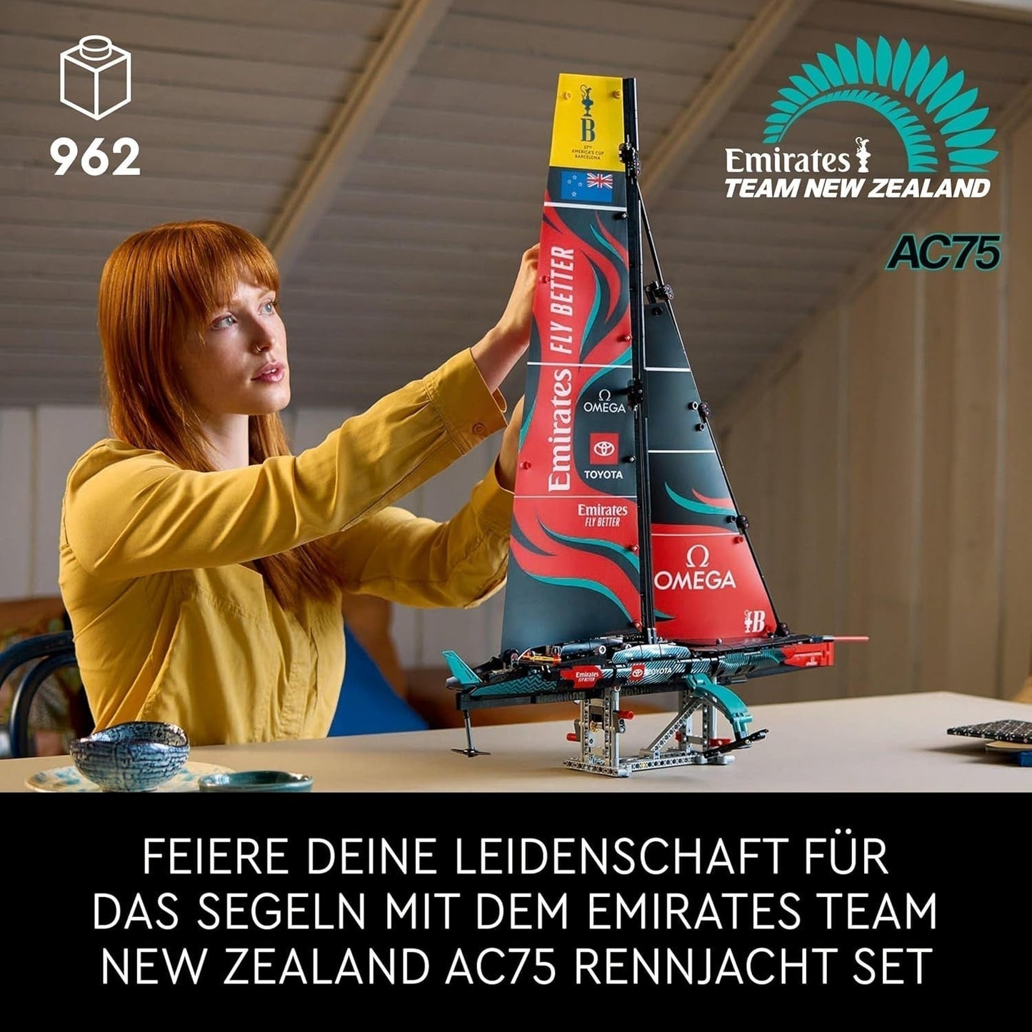 LEGO Technic Emirates Team Nya Zeeland AC75 Racing Yacht Vuxen Segelbåt Byggsats Gåva för män och kvinnor Kreativ och avkopplande aktivitet 42174 Byggset Besuche den LEGO-Store