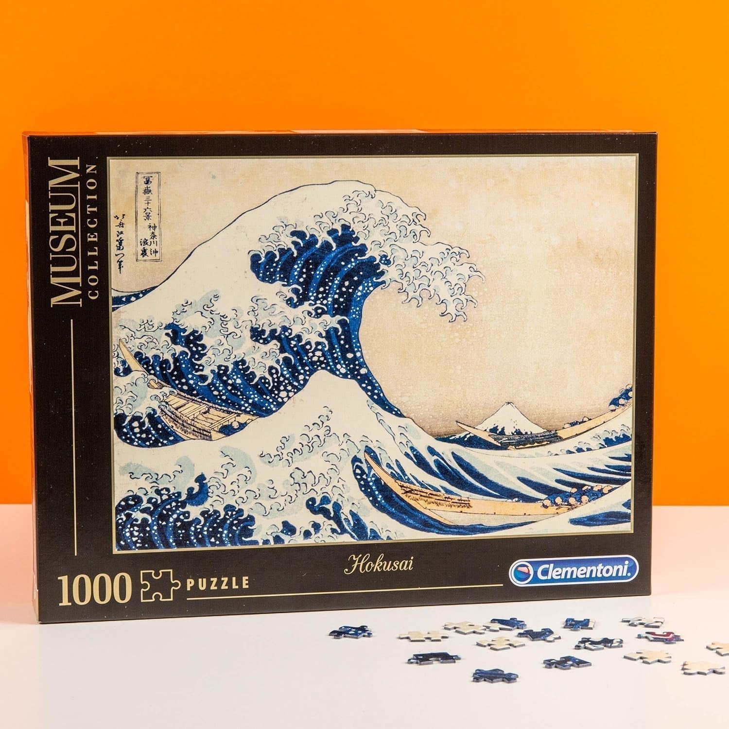 Clementoni 39378 Hokusai - The Great Wave - 1000-bitars pussel, museumssamling, skicklighetsspel för hela familjen, färgglada stretching-spel, pussel för vuxna 14+ Pussel Naty Shop