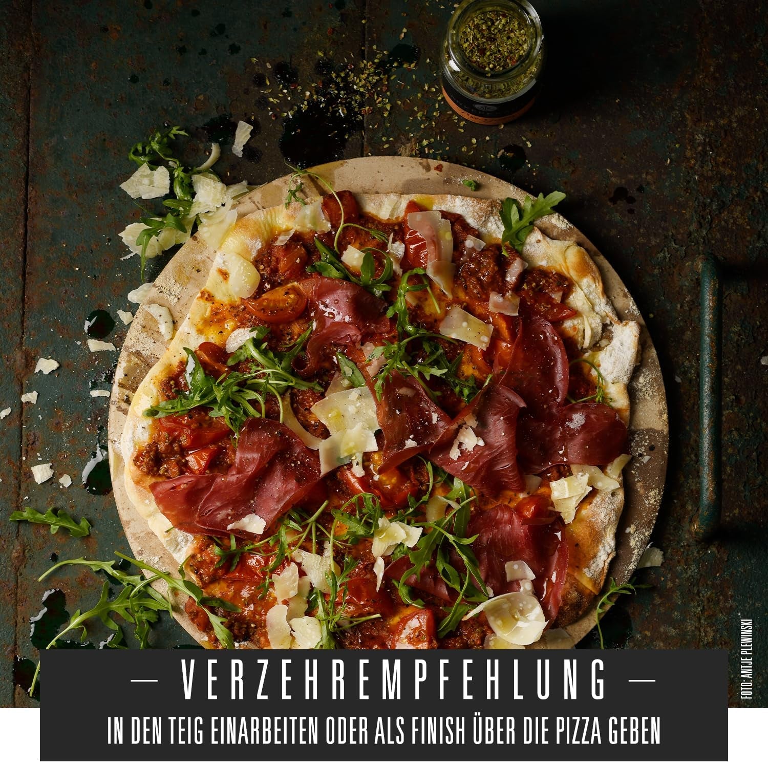 Ankerkraut Pizza, för original italiensk smak, som från Steinofen, även för pasta, tomat-mozzarella och många andra rätter, 45 g i korkglas