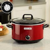 Crock-Pot Slow Cooker, 2 temperaturinställningar + Håll varm funktion, 3,5 liter (3-4 personer), Röd [SCV400RD] Slow Cooker Naty Shop
