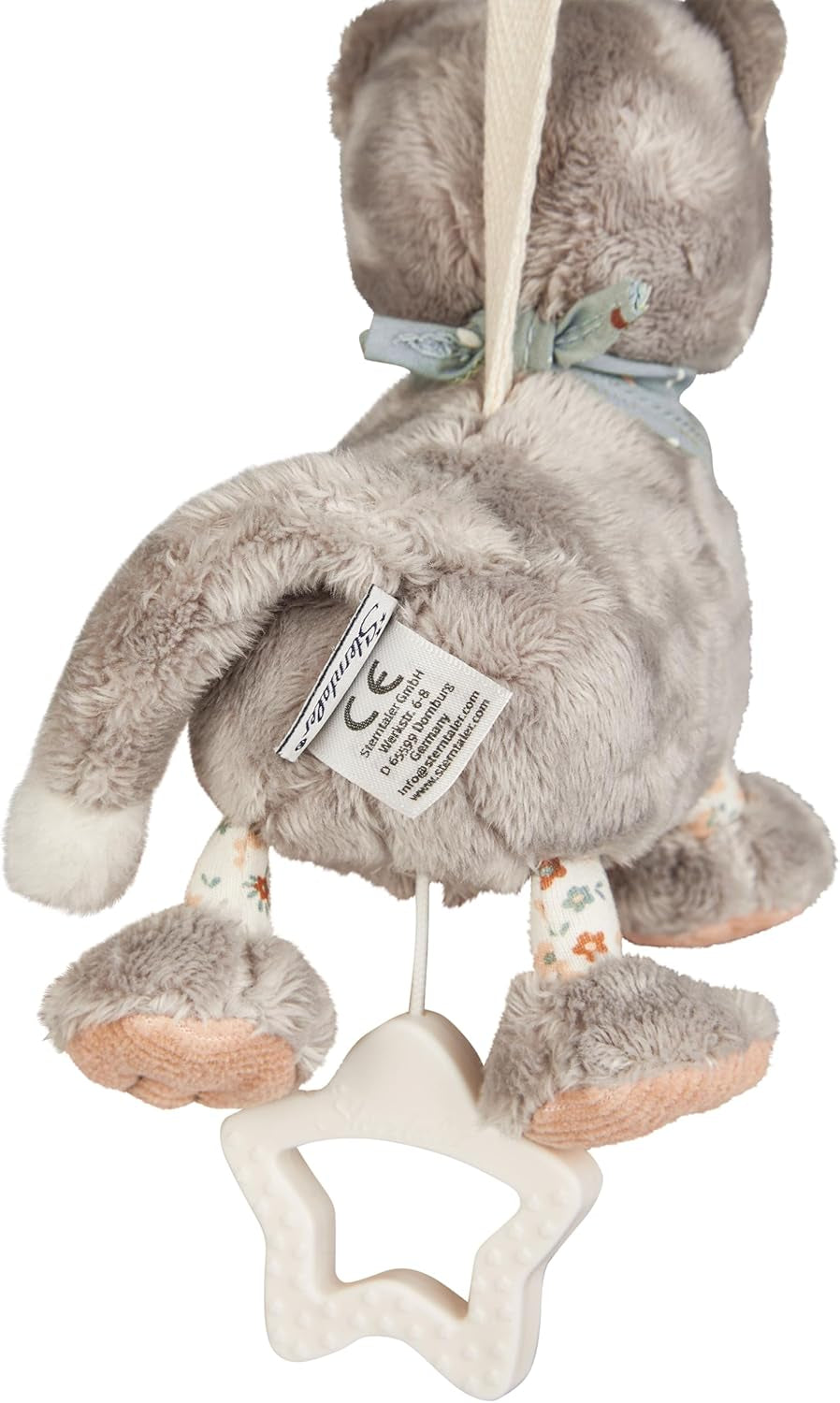 Sterntaler S cat Lilly speldosa - babyspeldosa av mjukt tyg - plyschleksak för barn att knyta - sömnhjälp har en lugnande effekt hemma och på språng, grå Toys Bebe Naty Shop