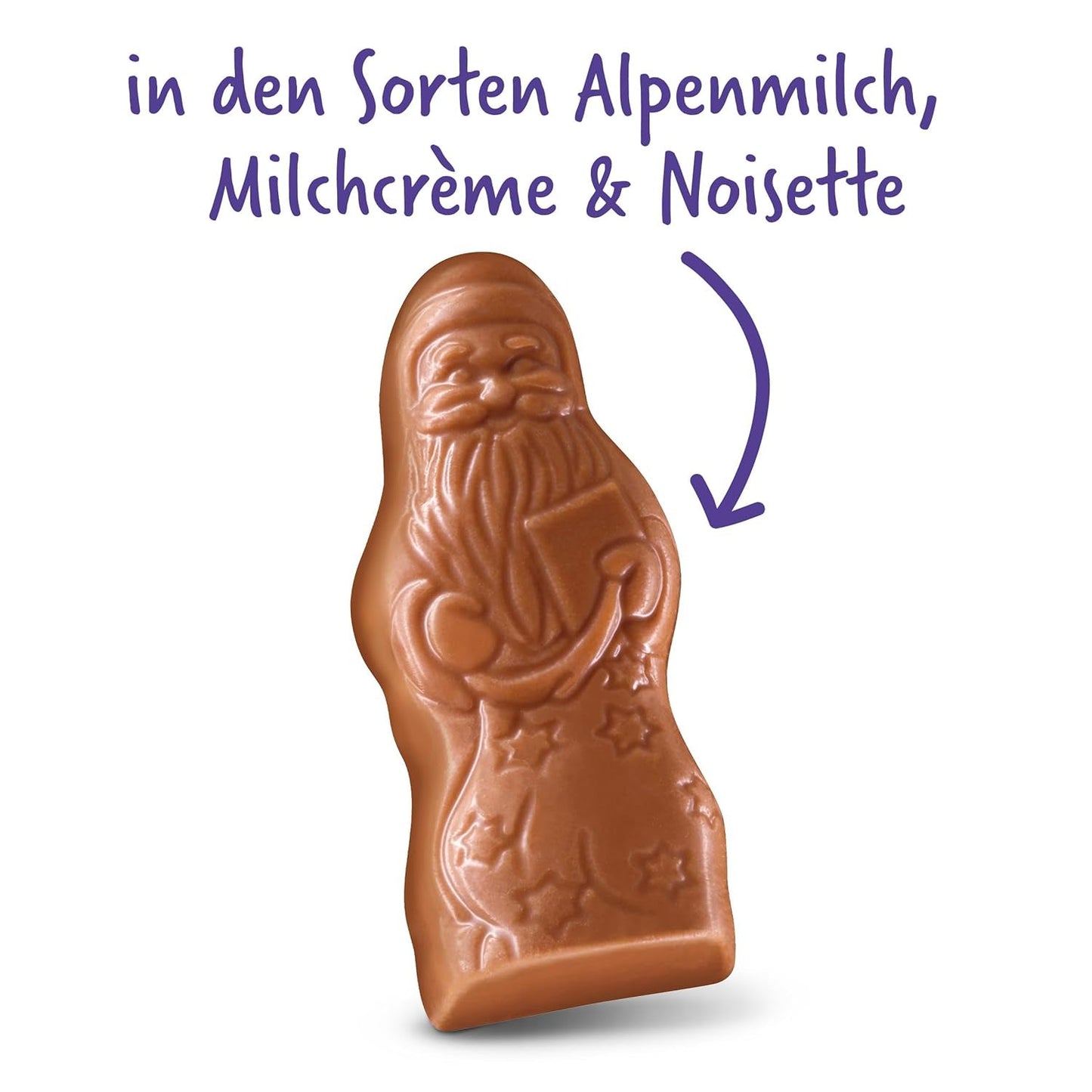 Milka Mini Santas – alpin mjölkmix, mjölkgrädde och hasselnötter i festlig individuell förpackning – 120g
