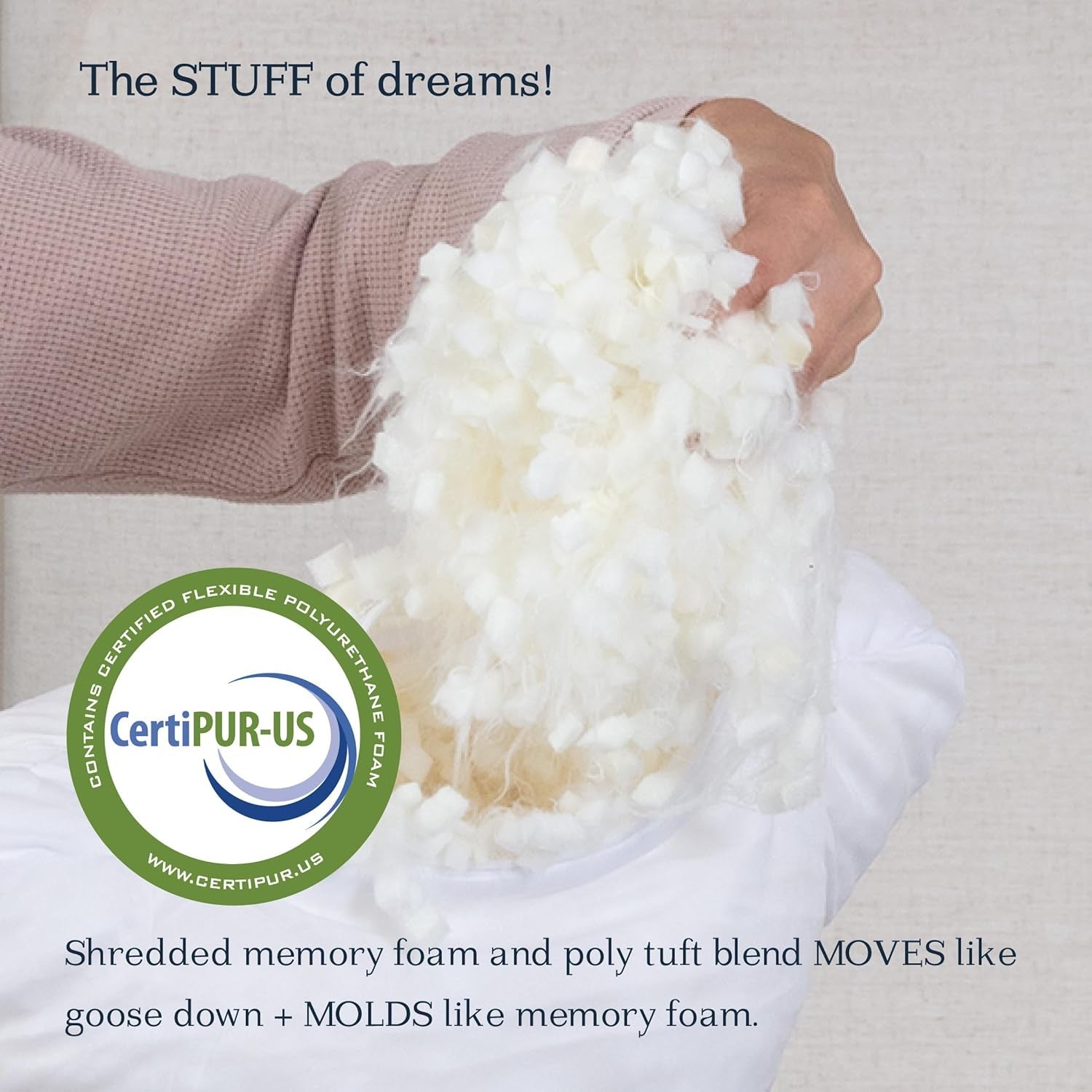 Dreamyblue Premium Sömnkudde - Strimlad Memory Foam Fyllning [Justerbar Loft] Tvättbart bambu-vunnet Viskosöverdrag - För glidande sidor, rygg och mage - Naty Shop Standardkuddar