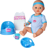 Simba 105030044 - Newborn Doll - Pojke, helvinyldocka med sovande ögon, dricks- och vätningsfunktion och tillbehör, 8 delar, 43 cm, babydocka, 3+