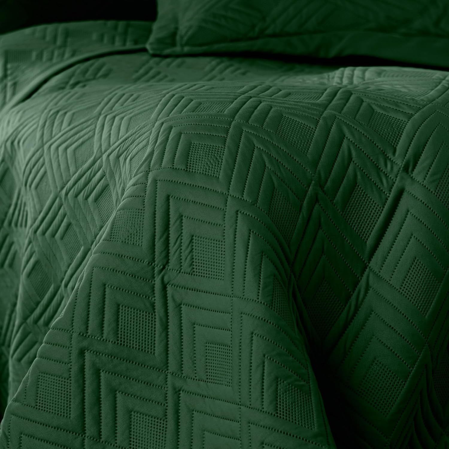 Ameliahome Överkast 170X210 Cm Dubbelsidigt överkast Ultrasonic Quilting Polyester Ophelia Mörkgröna sängar och filtar Besuche den AmeliaHome-Store