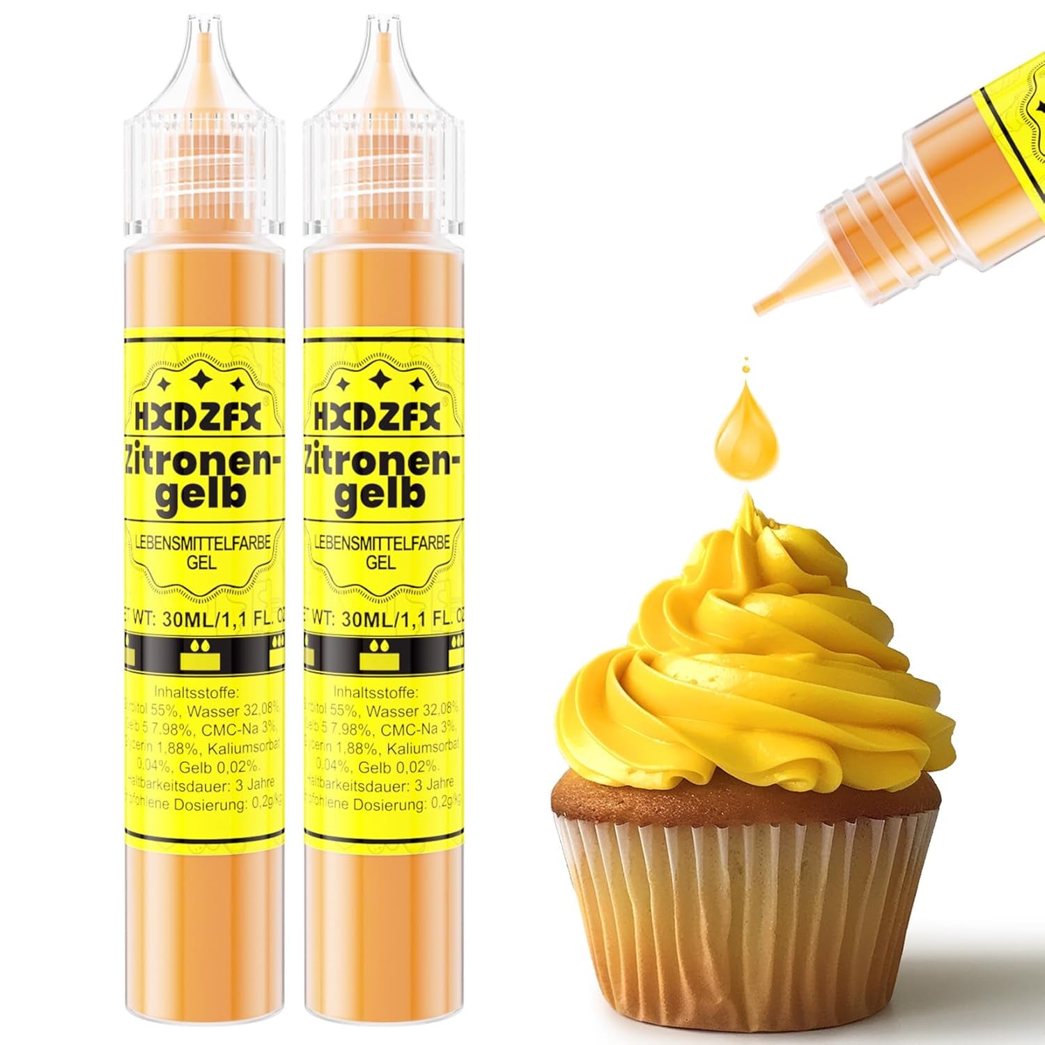Gel matfärg - HXDZFX 2×30ml, sockerfri matfärg, högkoncentrerad, för dekoration av kakor, vit fondant, makroner, kakor, bakning, påskägg, slem (druvor lila)