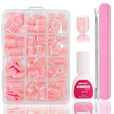 Ballerina lösnaglar set - 240 stycken Delikat lila rosa lösnaglar, heltäckande lim på lösnaglar, lösnagel tips set för manikyr och nagelkonst för kvinnor och flickor (lavendelrosa)