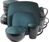 Gibson 99813.16R Elite Soho Lounge Reactive Glaze 4-personers servisset, 16 delar, blågrön/svart tvåfärgad effekt