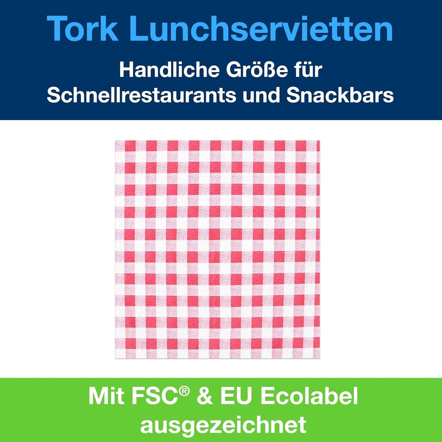 Tork Bistrored Lunchservett, 1/4-faldig, 1 lager, 33 Cm × 33 Cm, 8 × 400 servetter, 509359