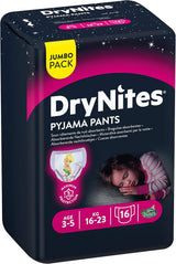 DryNites Pyjamasbyxor för flickor 3-5 år 1 förpackning (1 x 16 stycken)