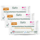 Naty babyservetter | 100 % ört- och doftfri för känslig hud | Plastfria och certifierade komposterbara våtservetter med 98 % renat vatten | 672 våtservetter (12 förpackningar)