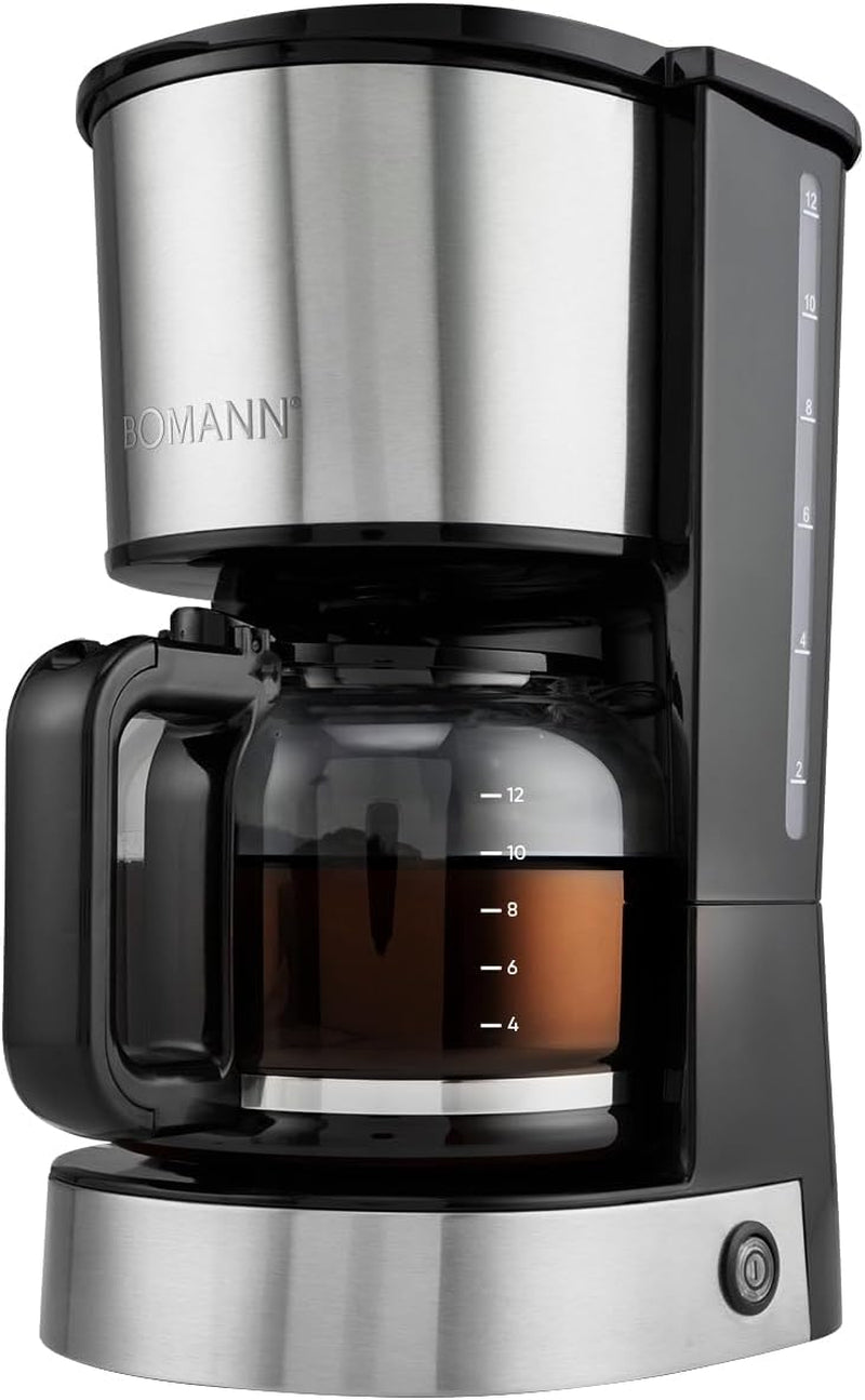 Espressomaskin med Bomann® filter | för 12-14 koppar | Kaffeespressomaskin med filter | Fodral i rostfritt stål | Anti-dropp | Espresso | Kaffeespressomaskin med filter | 800W | KA 6071 CB