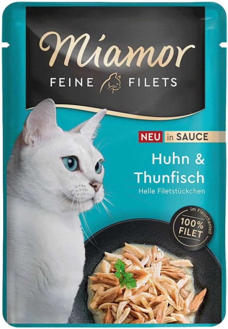 - Fina filéer i sås | Våtfoder för vuxna katter med filébitar i sås. Kompletterande mat med låg fetthalt i friskhetspåse, utan konstgjorda tillsatser | 24 x 100 g ren tonfisk