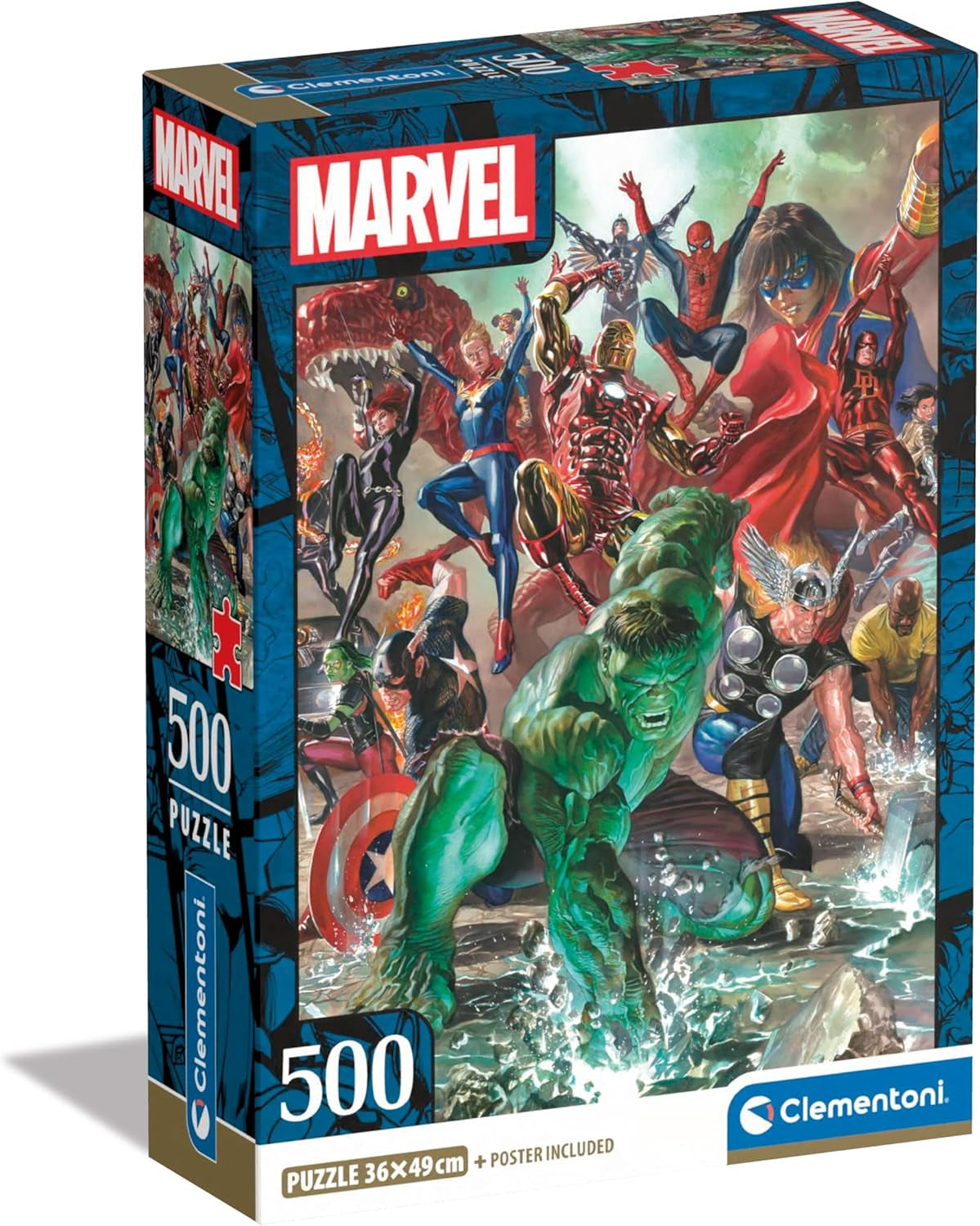Clementoni Marvel Pussel 500 bitar Vuxna - Vuxenpussel i 49 X 36 cm - Utmanande vuxenpussel från Clementoni 35546 Pussel Naty Shop Standardtitel
