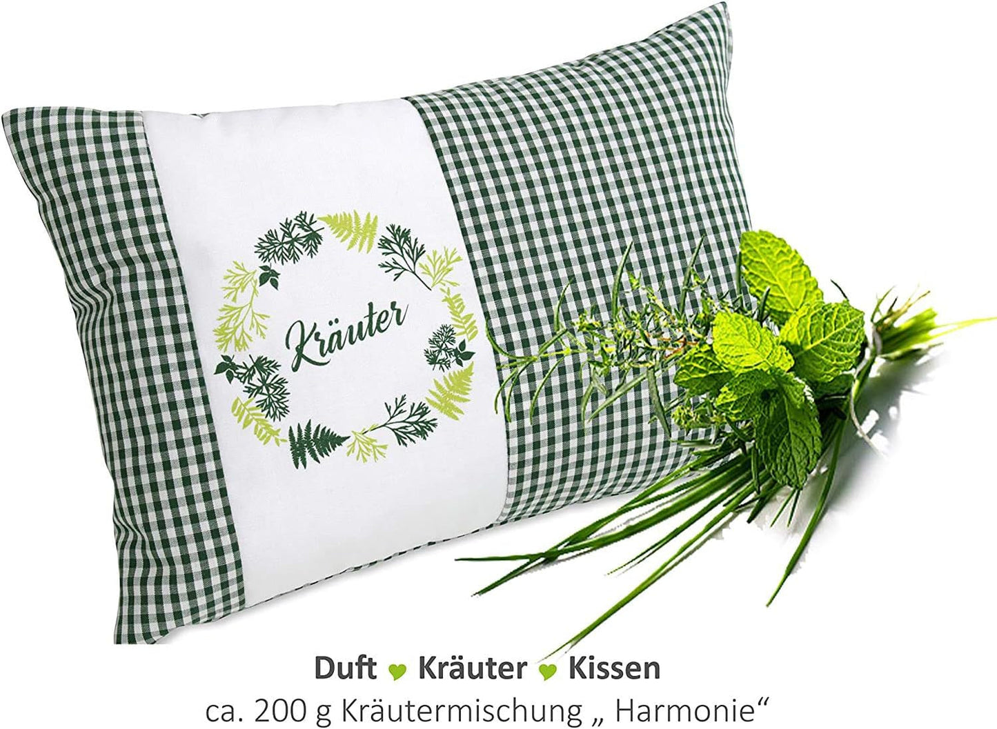 Gözze - Örtdoftande kudde, 200 G örtblandningsfyllning, 100 % bomullsöverdrag, 30 X 20 Cm - Plädgrön Naty Shop Standardkuddar