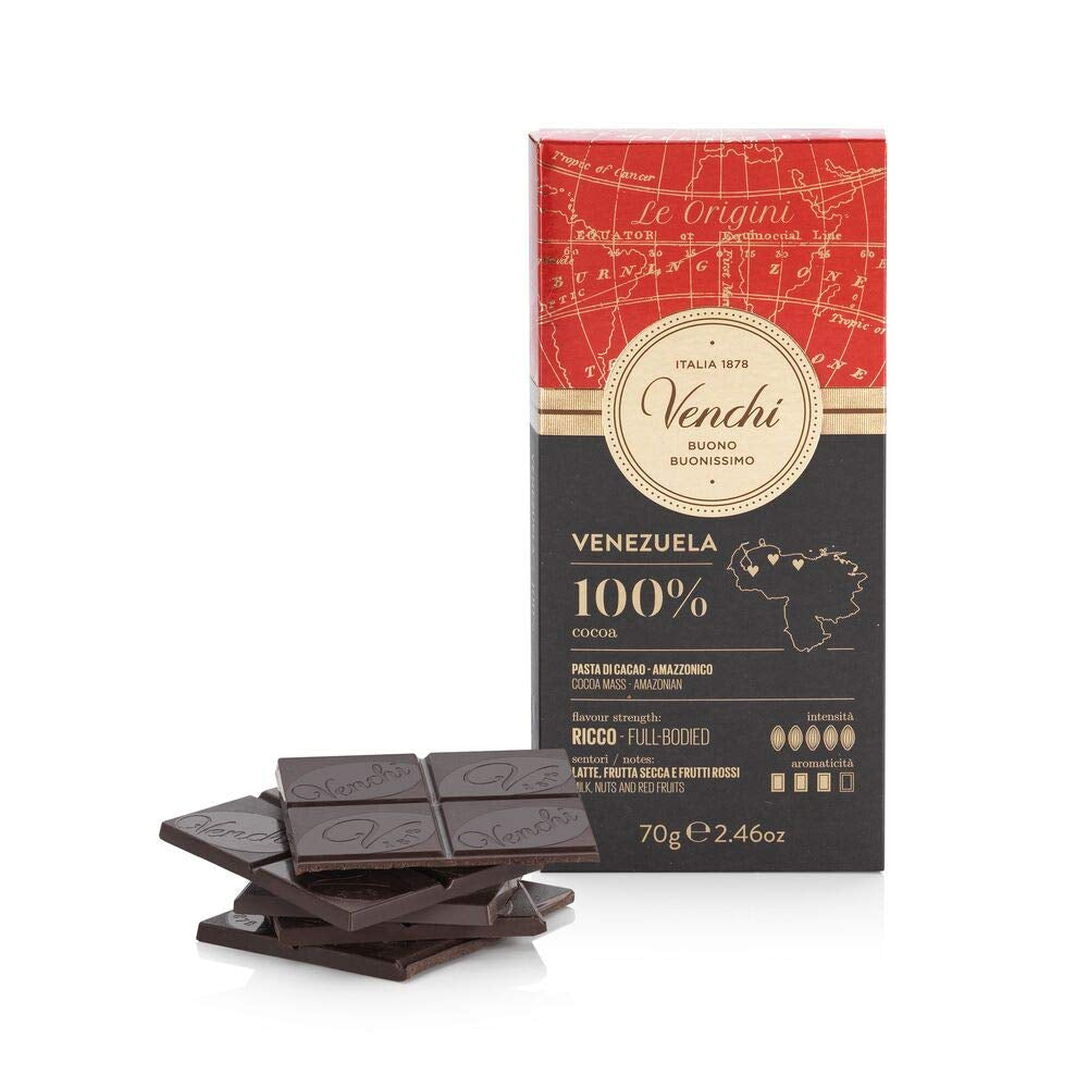 Venchi - Chokladkaka 85%, 70g - Med knapriga rostade kakaobönor - Glutenfri - Vegansk