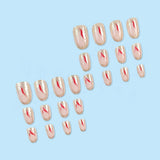 24st Kort tryck på naglar Guldglitter Fake Nails Lime On Red Swirl Adhesive Nails Set Akrylnaglar Dam Accessoarer