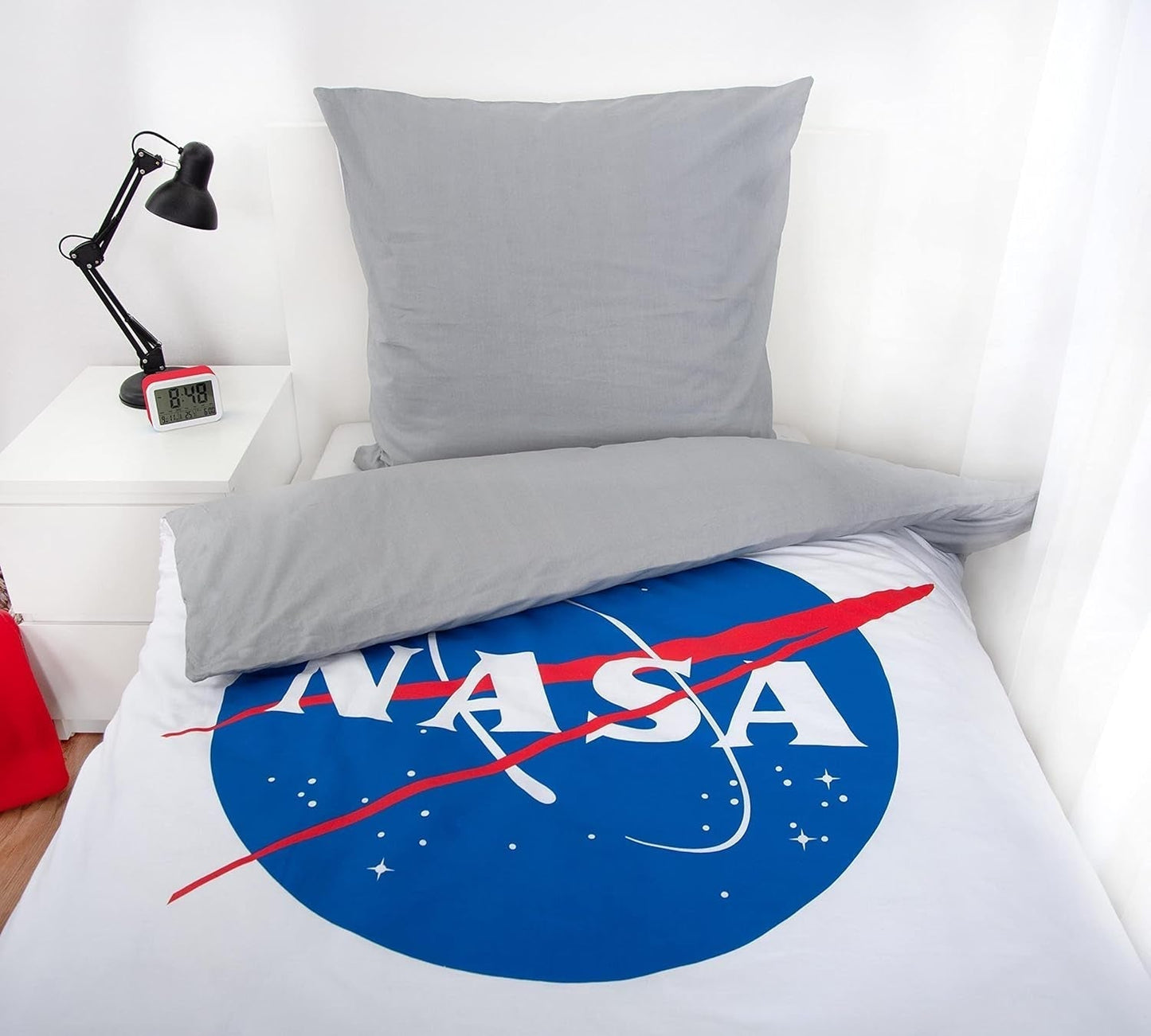 NASA sängkläder, bomull/förstärkt, grå/vit Sängkläder - barn Naty Shop