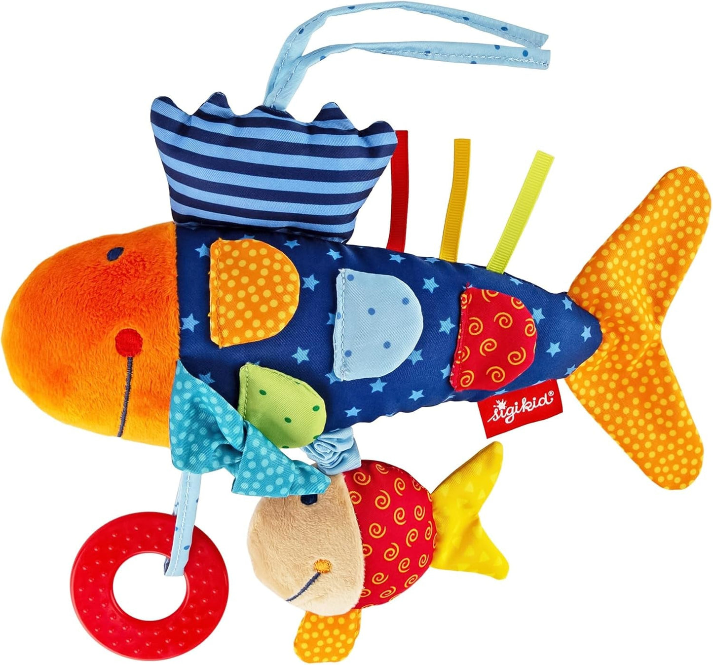 SIGIKID 40104 Aktiv fisk Babyaktivitet PlayQ Leksak för barn flickor och pojkar rekommenderas från 3 månader Flerfärgad babyleksaker Naty Shop Flerfärgad/fisk